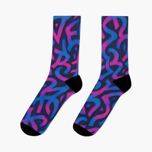 Item preview, Neon Graffiti Pattern – Abstract Urban Street Art in Blue & Magenta designed and sold by headstock.