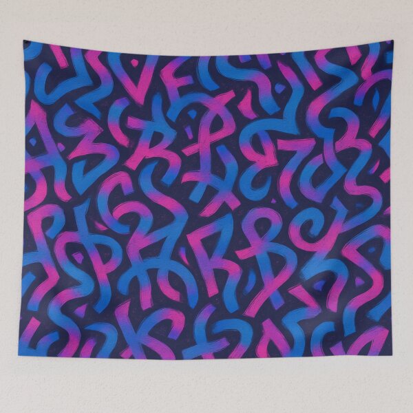 Item preview, Neon Graffiti Pattern – Abstract Urban Street Art in Blue & Magenta designed and sold by headstock.