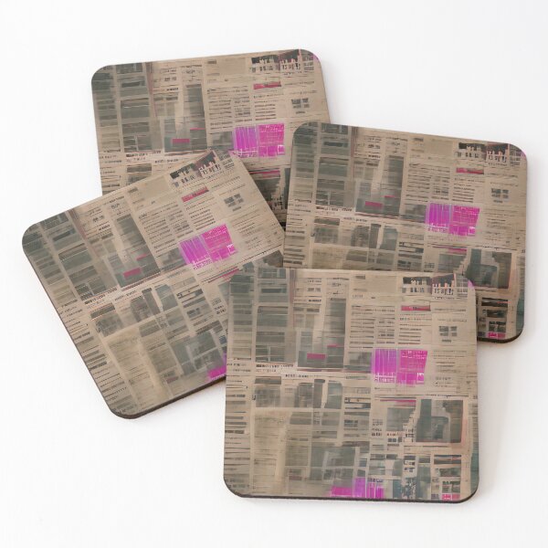 Item preview, Abstract Newspaper Collage with Neon Pink Highlights – Grunge Paper Art designed and sold by headstock.