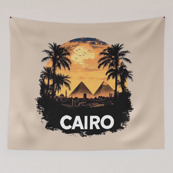 Item preview, Cairo Pyramids & Sunset Skyline designed and sold by Myra365Art.