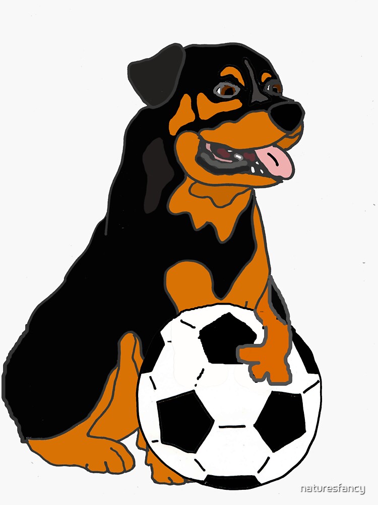 Cute Rottweiler Dog Cartoon Soccer Ball