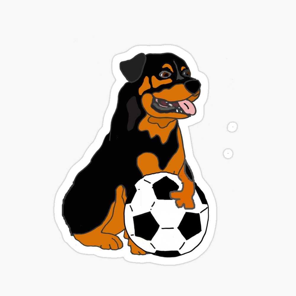 Funny Rottweiler Dog Playing Football Cartoon Art Board Print for