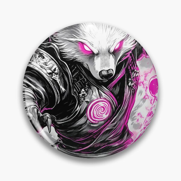Item preview, Animal Wolf Samurai Unleashing Neon Energy Glowing Pink Blades designed and sold by bolleykoldl.