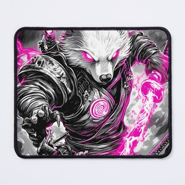 Item preview, Animal Wolf Samurai Unleashing Neon Energy Glowing Pink Blades designed and sold by bolleykoldl.