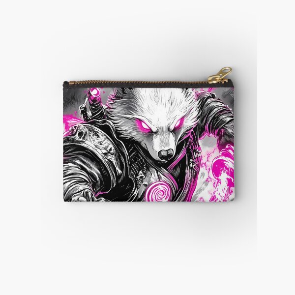 Item preview, Animal Wolf Samurai Unleashing Neon Energy Glowing Pink Blades designed and sold by bolleykoldl.