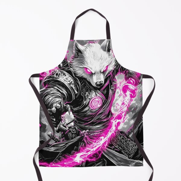 Item preview, Animal Wolf Samurai Unleashing Neon Energy Glowing Pink Blades designed and sold by bolleykoldl.