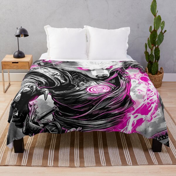 Item preview, Animal Wolf Samurai Unleashing Neon Energy Glowing Pink Blades designed and sold by bolleykoldl.