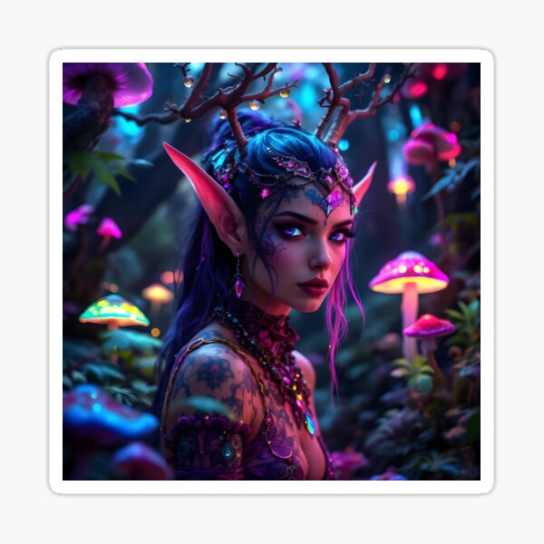 Psychedelic forest elf Sticker