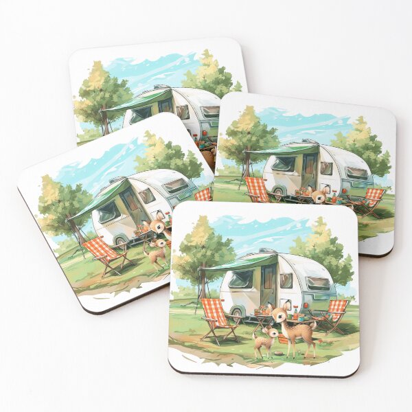 Item preview, Cute Camping Holiday Forest Tent Scene – Adventure Nature Illustration designed and sold by CookieandShadow.