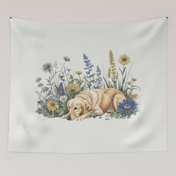 Item preview, Golden Ladrador among blossoms designed and sold by Nature's Palette.