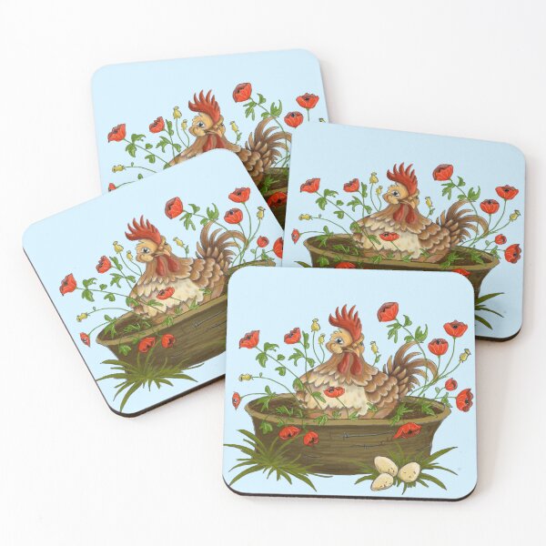 Item preview, Little brown hen in the poppies designed and sold by miccibee art and design.