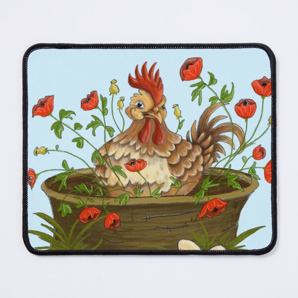 Item preview, Little brown hen in the poppies designed and sold by miccibee art and design.