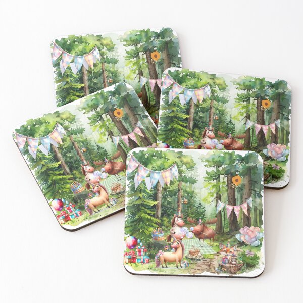 Item preview, Forest Birthday Party – Cute Woodland Animals Celebration Illustration designed and sold by CookieandShadow.