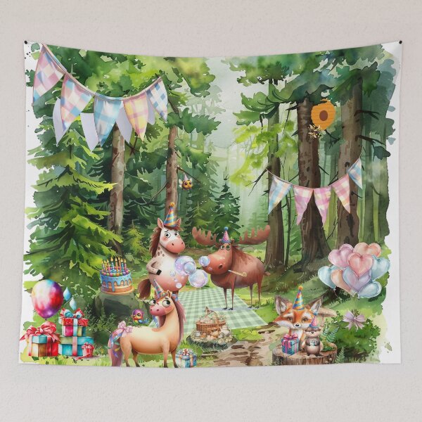 Item preview, Forest Birthday Party – Cute Woodland Animals Celebration Illustration designed and sold by CookieandShadow.