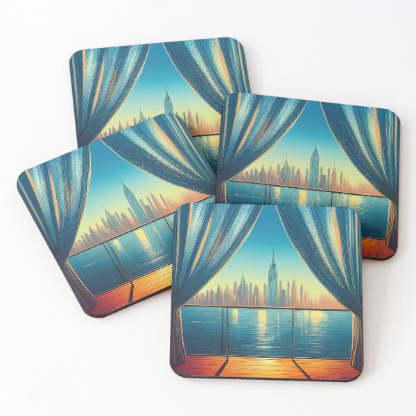 Item preview, Over the porch view of the city curtain art designed and sold by TriForceDesign.