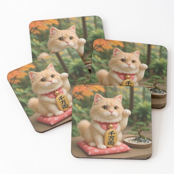 Item preview, WE PERCEIVE PETS | Chubby Meow Space - Maneki Neko / Lucky Cat CG Baby in Japanese Zen Garden designed and sold by Luis Wong | We Perceive.