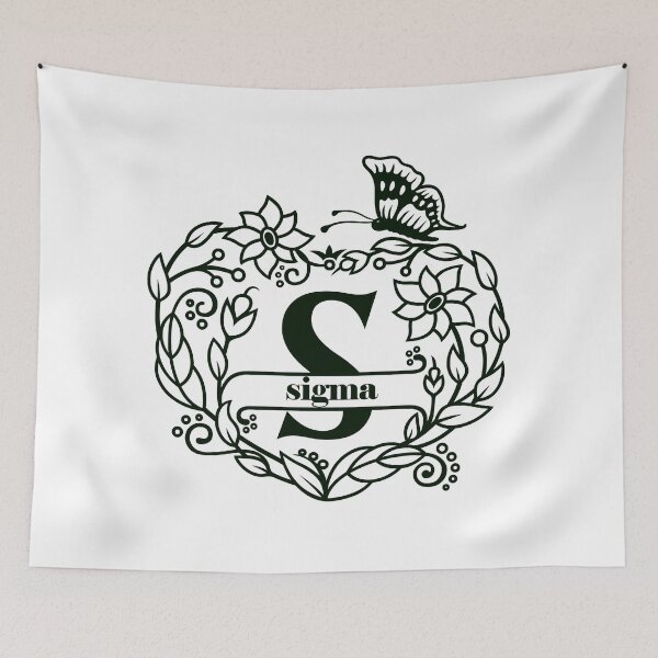 Item preview, S is for Sigma – Floral Monogram with Butterfly Line Art designed and sold by EmeraldeaDesign.