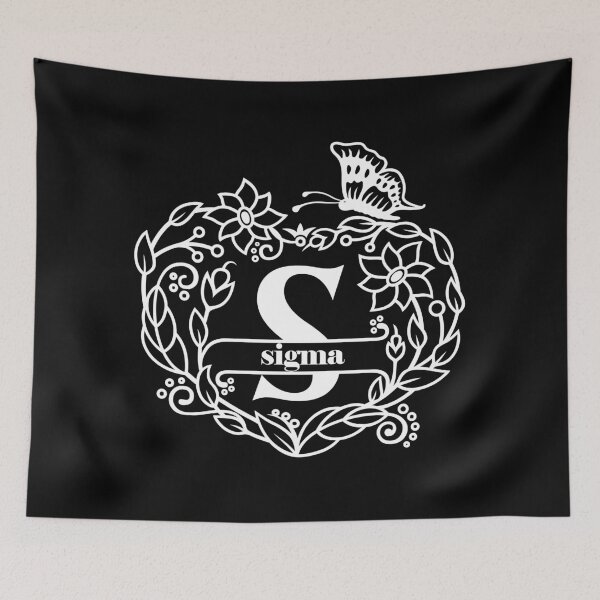 Item preview, S is for Sigma – Floral white Monogram with Butterfly Line Art designed and sold by EmeraldeaDesign.