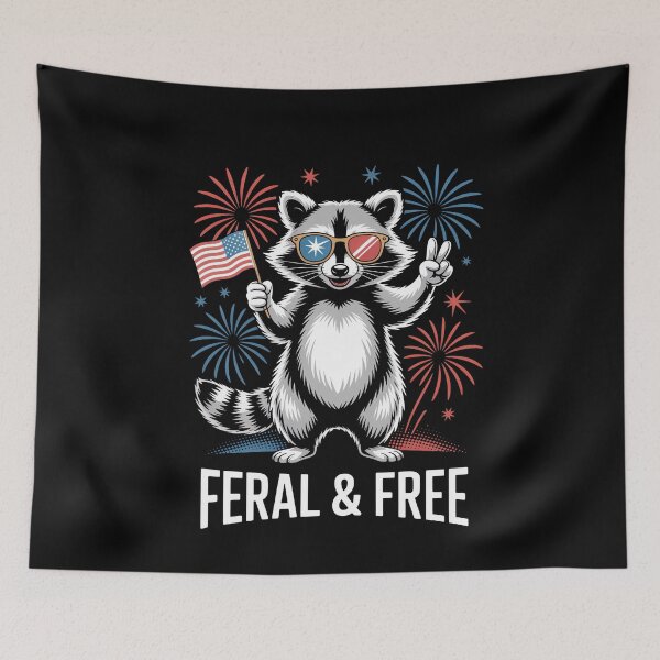 Item preview, Feral And Free Patriotic Raccoon designed and sold by MooonTees.