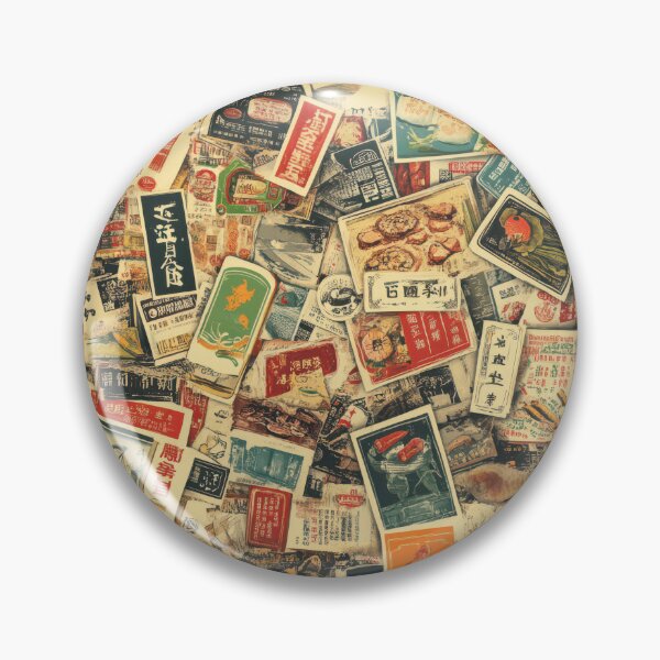 Item preview, Old-market stamp grid with Thai food — Sticker Badge Mashup designed and sold by HEADMADE-TV.