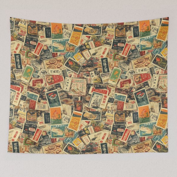 Item preview, Old-market stamp grid with Thai food — Sticker Badge Mashup designed and sold by HEADMADE-TV.
