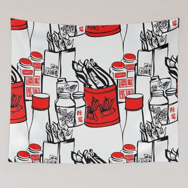 Item preview, Vintage stamp grid with Thai food — Sticker Badge Mashup designed and sold by HEADMADE-TV.