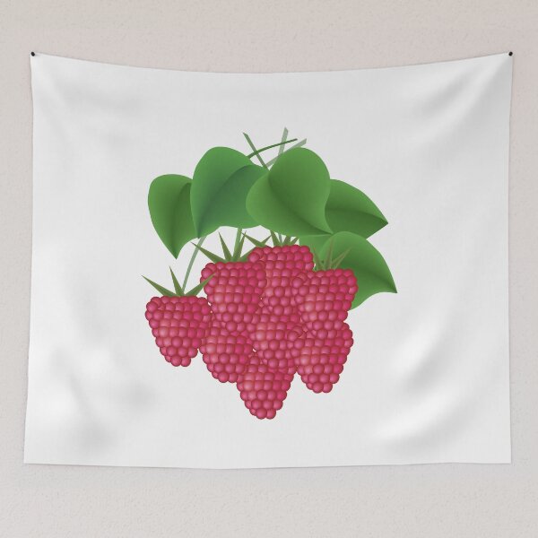 Item preview, Juicy raspberries, botanical vector illustration designed and sold by OlhaBondarenko.