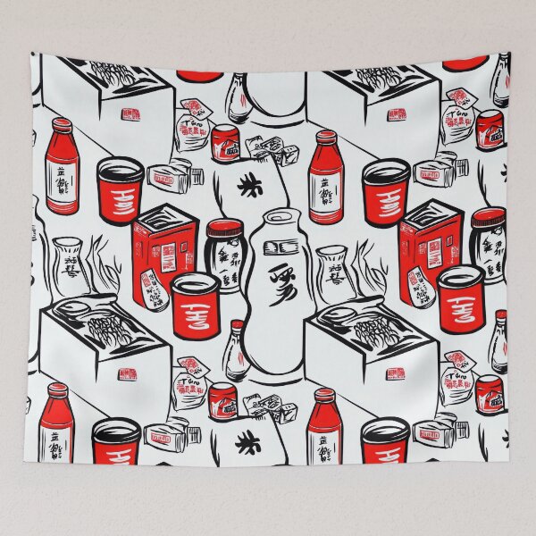 Item preview, Retro product tag pattern with Asian — Sticker Badge Mashup designed and sold by HEADMADE-TV.