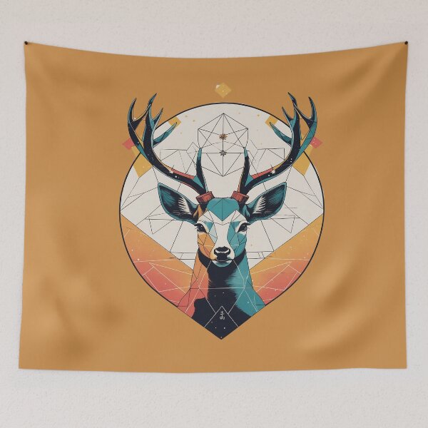 Item preview, Geometric Spirit Deer – Sacred Forest Guardian designed and sold by Anno Meister.