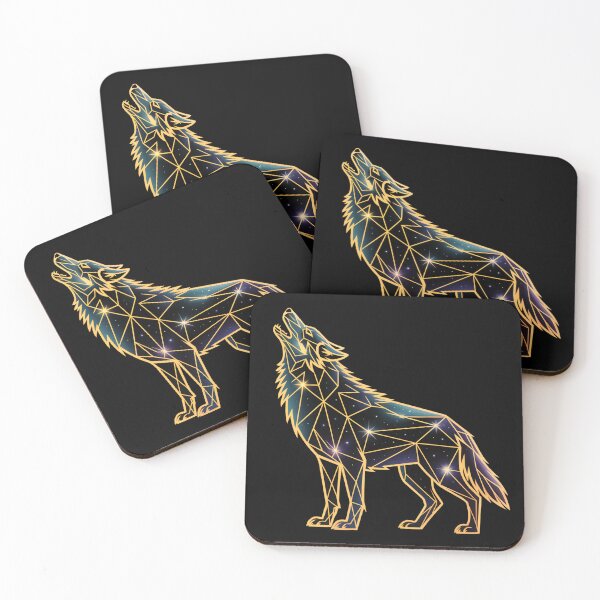Item preview, Geometric Galaxy Wolf Silhouette designed and sold by MadCatPrints.