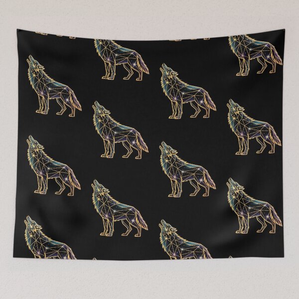 Item preview, Geometric Galaxy Wolf Silhouette designed and sold by MadCatPrints.