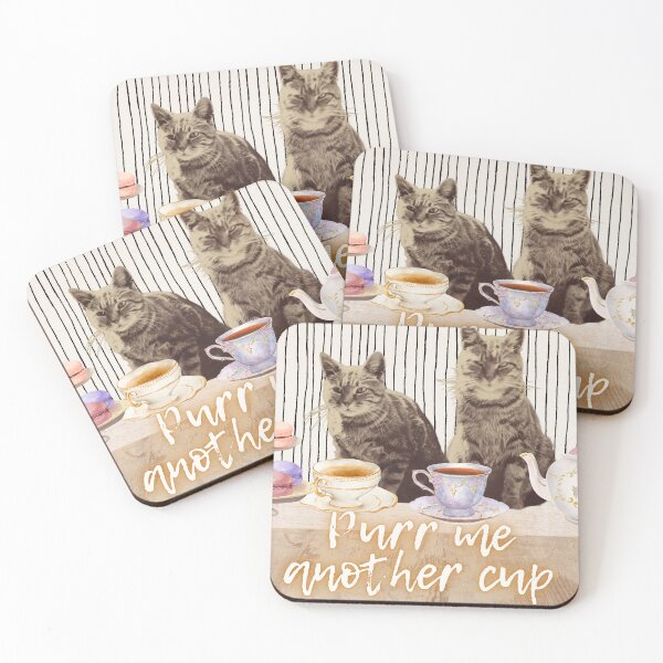 Item preview, Purr Me Another Cup – Funny Vintage Cat Tea Print designed and sold by The Walls Wonder.