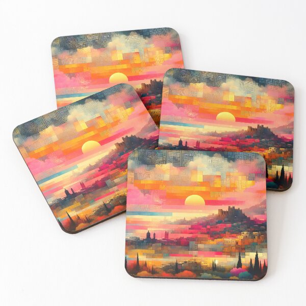 Item preview, Dodecanese Daybreak | Abstract Sunrise Over Rhodes Town designed and sold by Stoneflower-Art.
