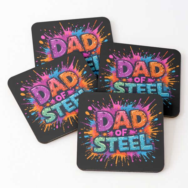 Item preview, Dad of Steel – Playful Cartoon Typography with Color Splash designed and sold by BrushRushX.
