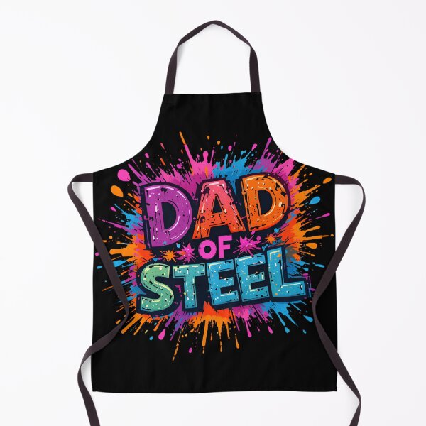 Item preview, Dad of Steel – Playful Cartoon Typography with Color Splash designed and sold by BrushRushX.