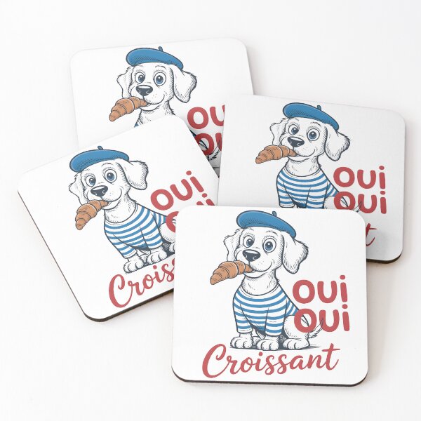 Item preview, French Dog with Croissant – Oui Oui Croissant Funny Cartoon designed and sold by Snifferius.