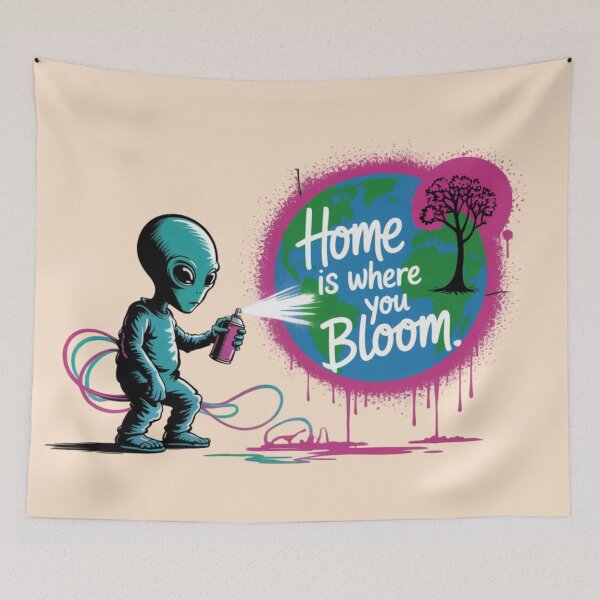 Item preview, Banksy style graffiti - home is where you bloom designed and sold by 123ks.