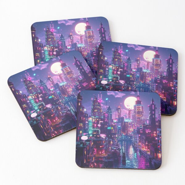 Item preview, Scifi cyberpunk city - Futuristic neon city design designed and sold by TheArtistOf2022.