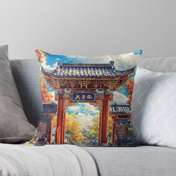 Item preview, Oriental temple in Autumn in Japan landscape art designed and sold by TheArtistOf2022.