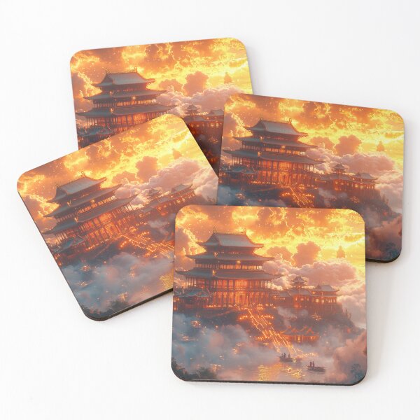 Item preview, Oriental temple at sunrise in Japan landscape art designed and sold by TheArtistOf2022.