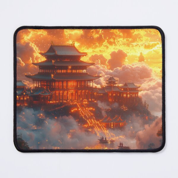 Item preview, Oriental temple at sunrise in Japan landscape art designed and sold by TheArtistOf2022.