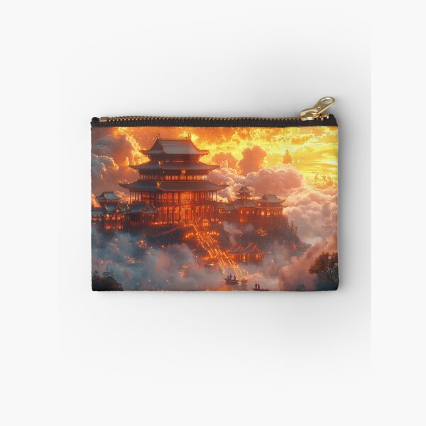 Item preview, Oriental temple at sunrise in Japan landscape art designed and sold by TheArtistOf2022.
