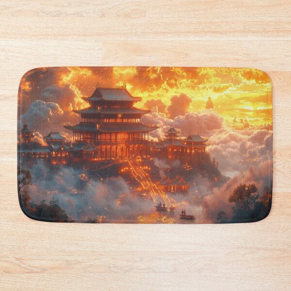 Item preview, Oriental temple at sunrise in Japan landscape art designed and sold by TheArtistOf2022.