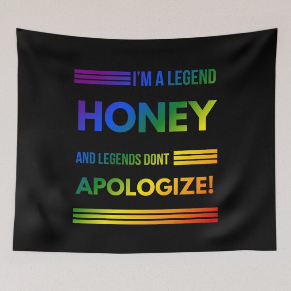 Item preview, Hacks TV Show, I'm a legend honey, and legends don't apologize slogan, Classic pride flag graphic, Microphone graphic, Hacks tv, funny quote, LGBTQ+, pride,  designed and sold by PrideBeProud.