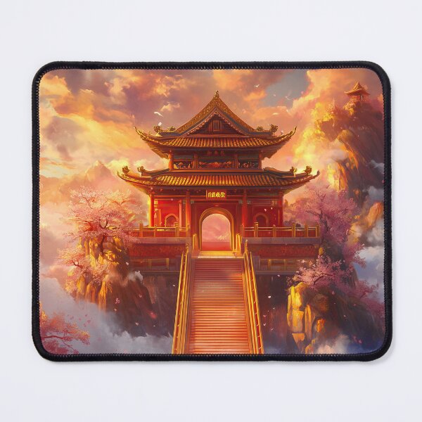 Item preview, Oriental temple at sunrise in Japan landscape art designed and sold by TheArtistOf2022.