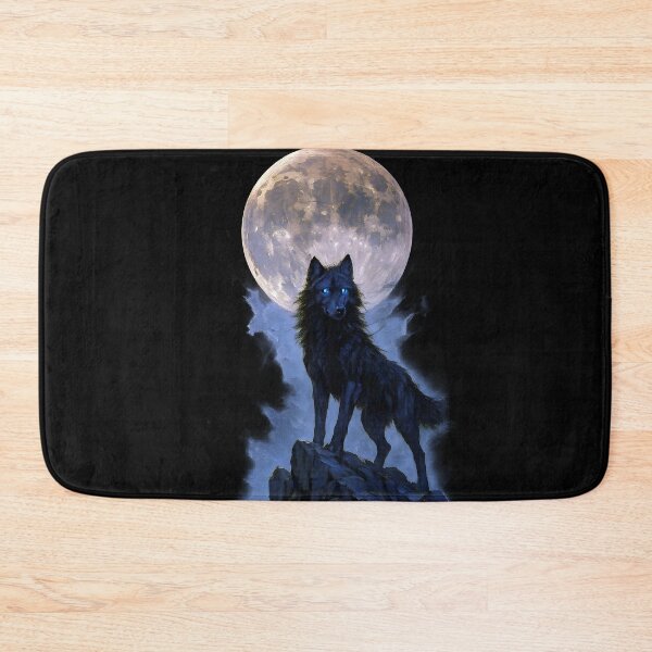 Item preview, Mystic Black Wolf with Glowing Eyes Under Moon designed and sold by Shoot-The-Moon.