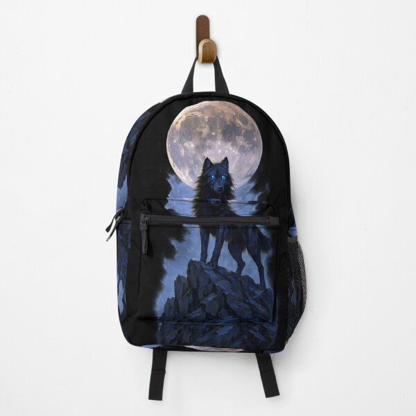 Item preview, Mystic Black Wolf with Glowing Eyes Under Moon designed and sold by Shoot-The-Moon.