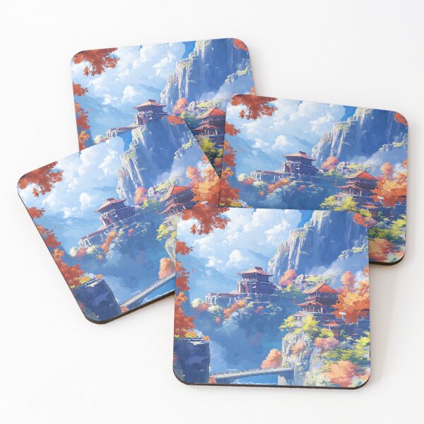 Item preview, Oriental temple in Autumn in Japan landscape art designed and sold by TheArtistOf2022.