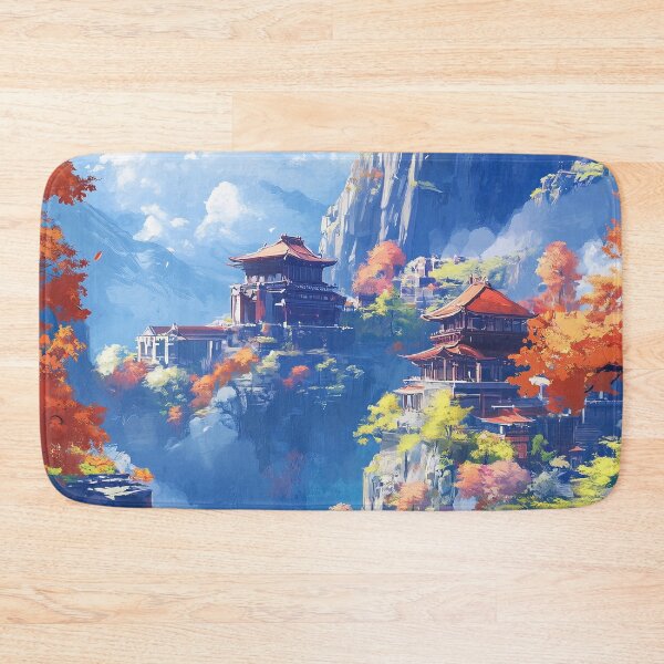 Item preview, Oriental temple in Autumn in Japan landscape art designed and sold by TheArtistOf2022.