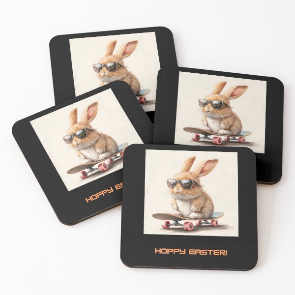 Item preview, "Hoppy Easter!" Cool Bunny Skateboard  designed and sold by kurtulushstudio.